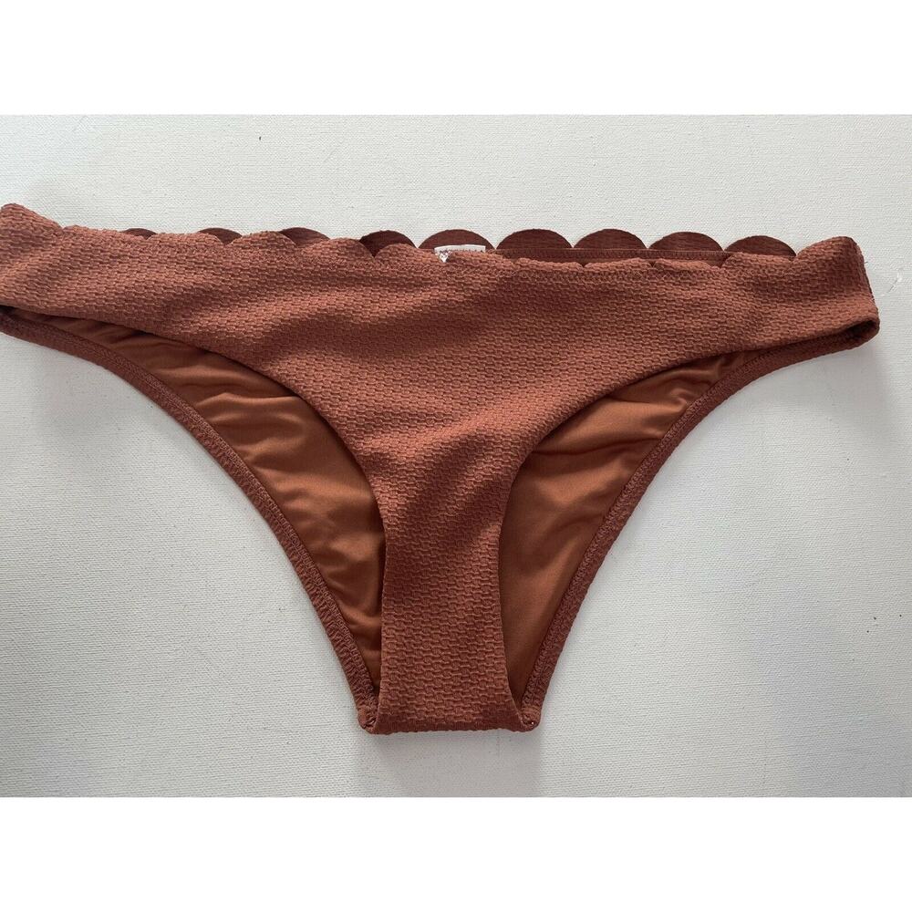 Topshop Textured Scallop Bikini Swim Bottom Rust Brown US Size 8 - Picture 2 of 6